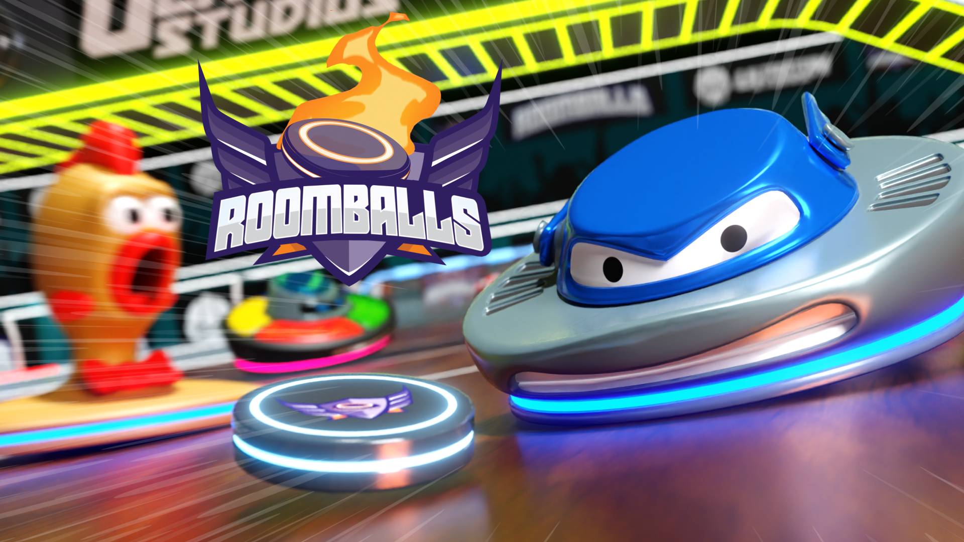 Roomballs, juego que mezcla fútbol con hockey aéreo.